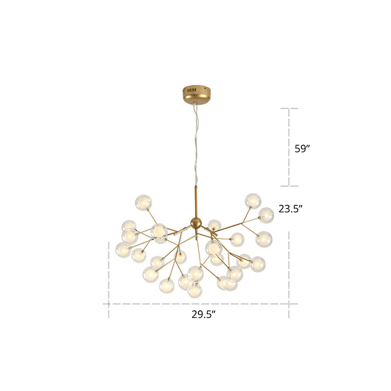 Double Glass Bubbles Chandelier Postmodern Style Firefly Pendant Lamp for Restaurant