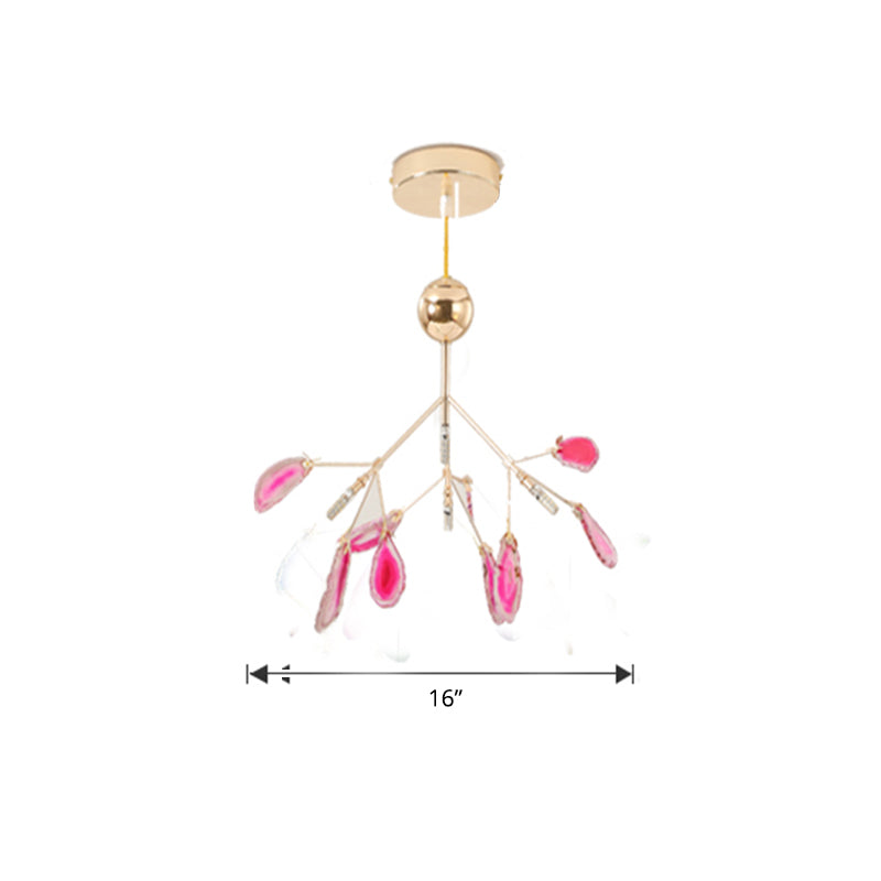 Moderniste Heracleum Chandelier Agate Living Room Suspension Lightture in Gold