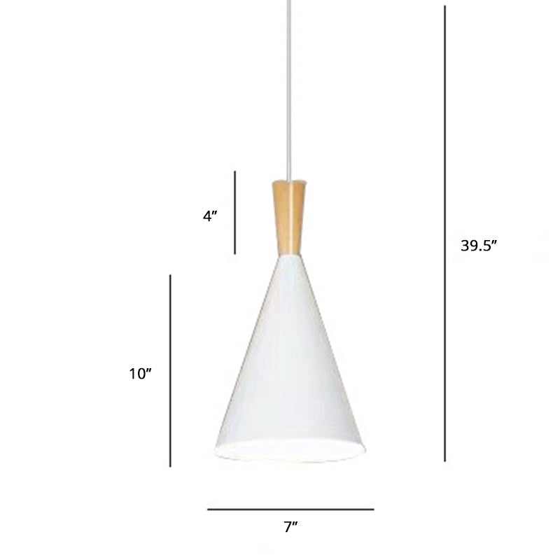 Lámpara colgante de cono de macarrón Metálico de 1 luces Restaurante de iluminación suspendido