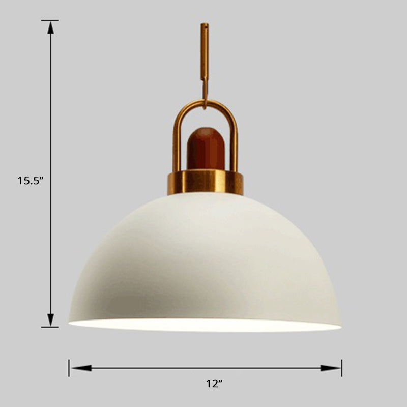Lampada sospesa a forma di ciotola in metallo Nordico in metallo a 1 illuminazione a soffitto a soffitto con manico ad arco