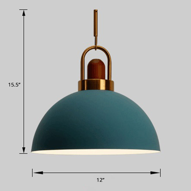 Lámpara colgante en forma de tazón de metal nórdico de metal de 1 luces de techo de restaurante con mango de arco