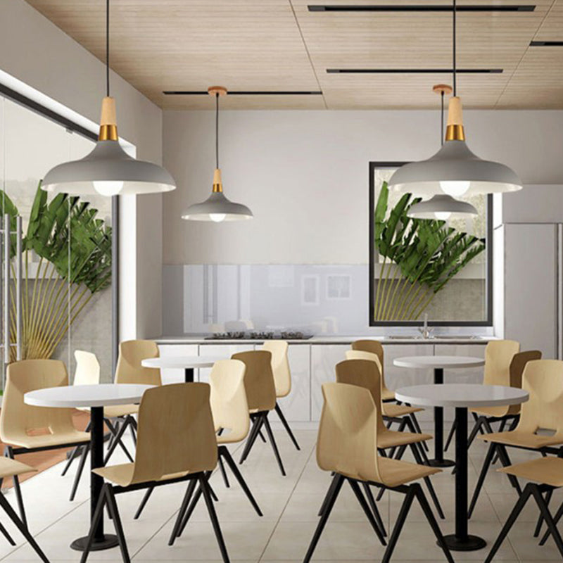 Illuminazione a sospensione del piatto nordico Metallic Single Dining Room Dropserve With Wood Top