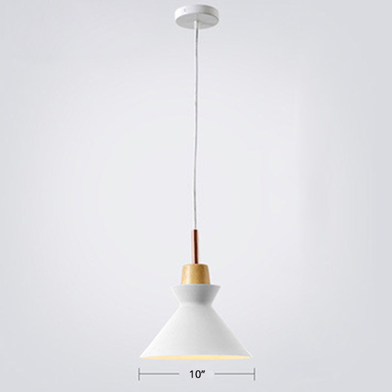 Conical Metal Ceiling Suspension Lamp Nordic Single-Bulb Pendant Light for Dining Room