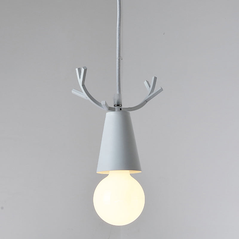 Antler Metal Pendant Lighting Nordic 1 Bulb Ceiling Hang Lamp with Open Bulb Design