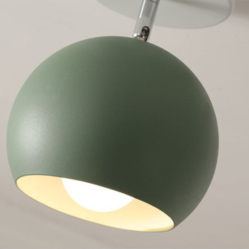 Swivelable Dome Metal Flush Light Nordic 1 Bulb Green Semi Flush Ceiling Light for Corridor