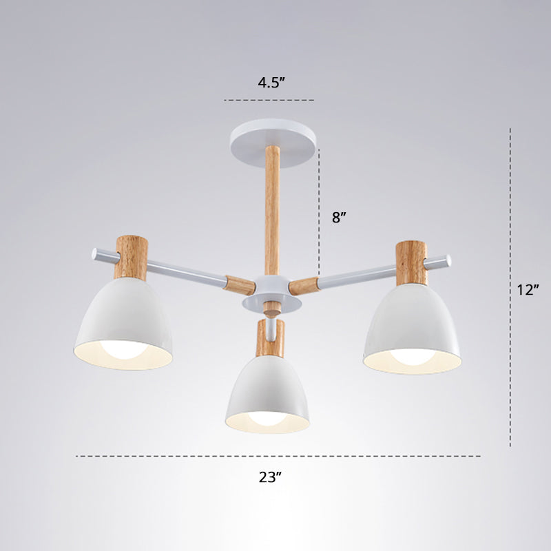 Lampada a sospensione a campana bianca Lampada lampadario in metallo minimalista con arredamento in legno