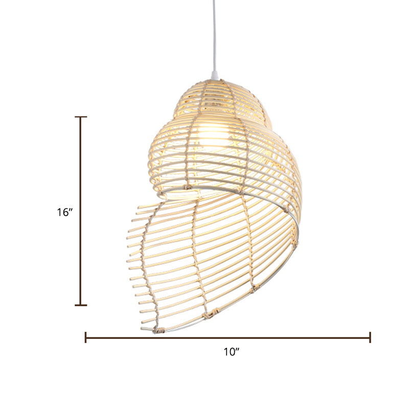 Bamboo Spiral Shell Pendant Light Fixture Asia Single Hanging Light for Restaurant