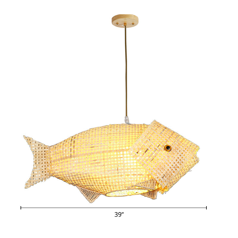 Pesce di bambù sospendere Luce a sospensione South-East Asia BEIGE Light per il ristorante