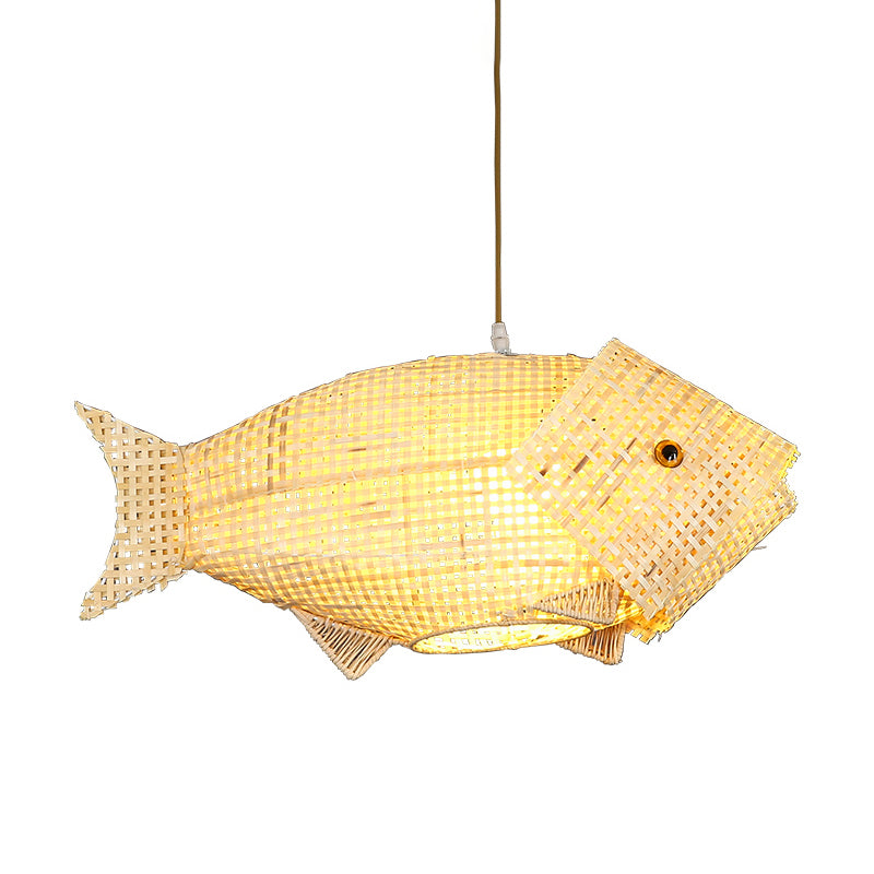 Pesce di bambù sospendere Luce a sospensione South-East Asia BEIGE Light per il ristorante