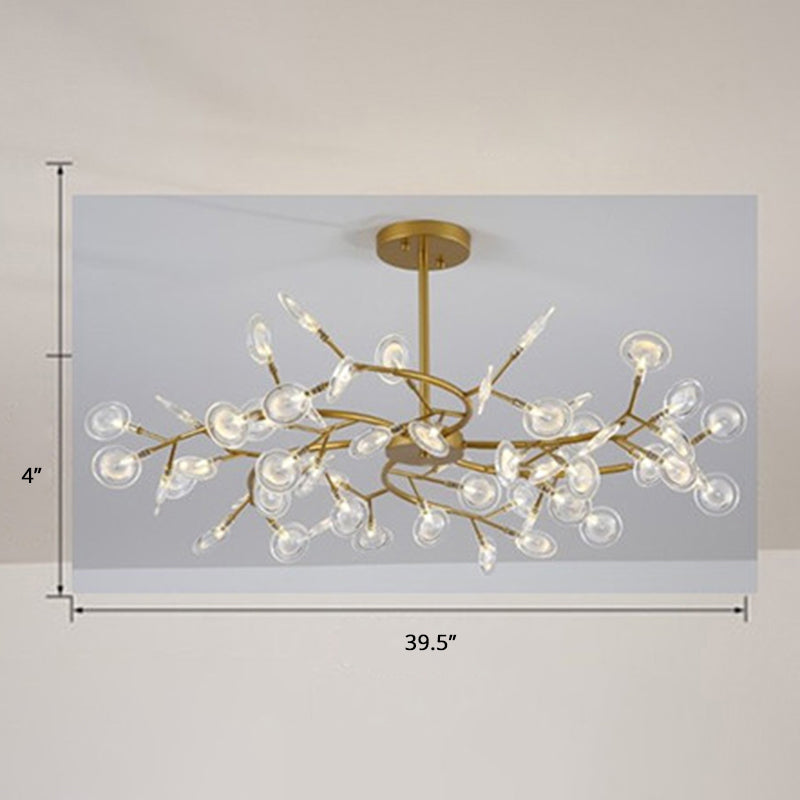 Feuilles postmodernes suspendues en métal salon LED Pendante lustre Light en laiton