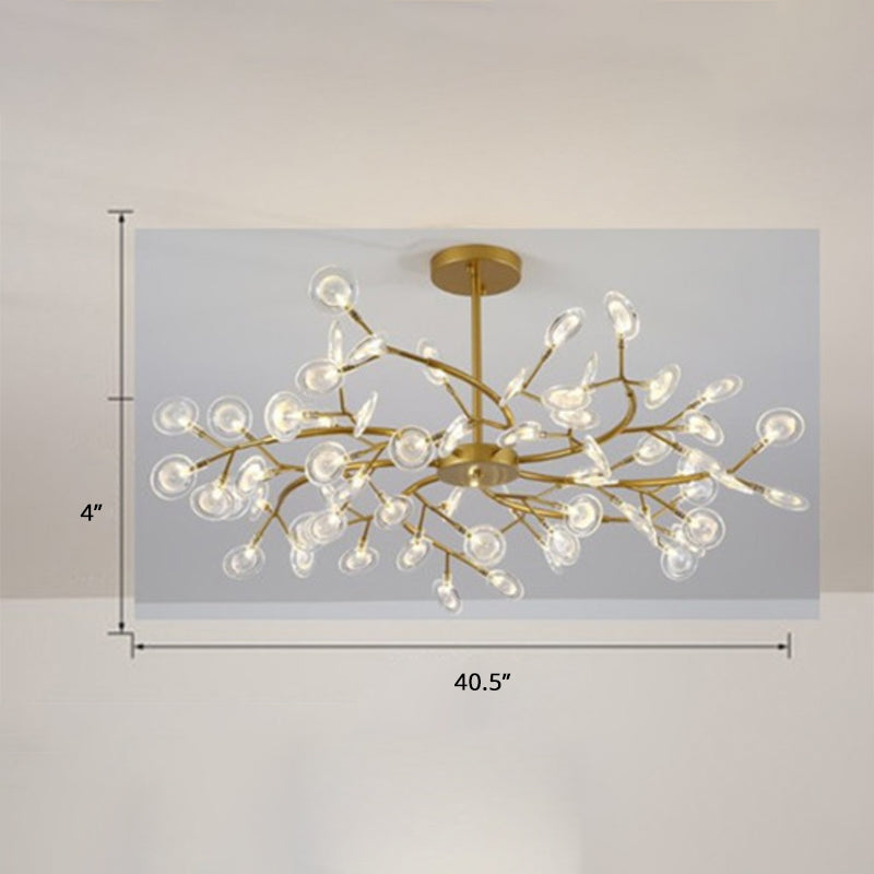 Feuilles postmodernes suspendues en métal salon LED Pendante lustre Light en laiton