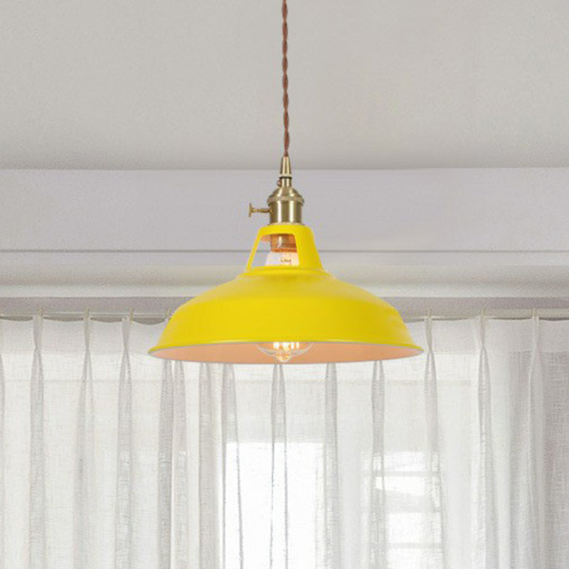 Barn Shaped Suspension Light Macaron Metal 1-Light Restaurant Drop Pendant with Vent Design