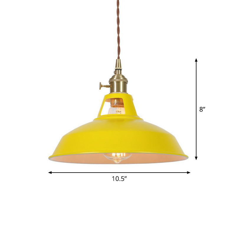 Barn Shaped Suspension Light Macaron Metal 1-Light Restaurant Drop Pendant with Vent Design