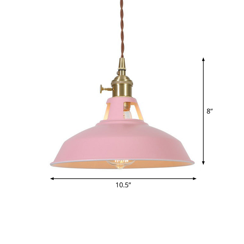 Barn Shaped Suspension Light Macaron Metal 1-Light Restaurant Drop Pendant with Vent Design