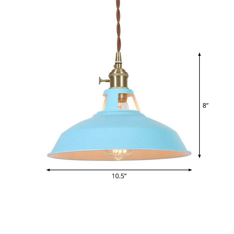 Barn Shaped Suspension Light Macaron Metal 1-Light Restaurant Drop Pendant with Vent Design