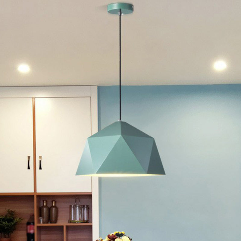 Diamond Shaped Suspension Lamp Nordic Metallic 1-Light Restaurant Hanging Pendant Light