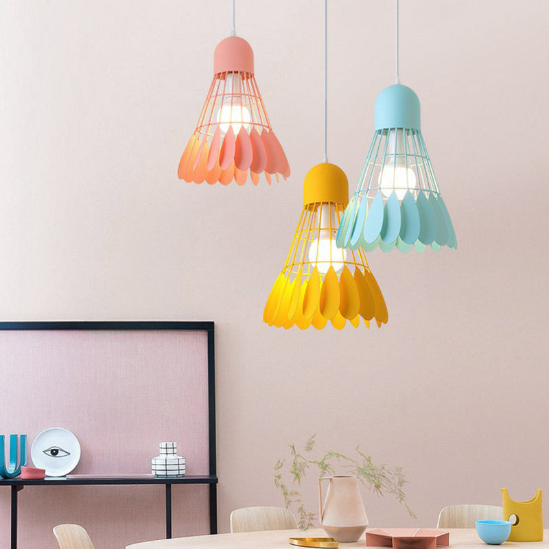 Badminton Pendant Light Fixture Macaron Iron 1-Bulb Hanging Lamp for Dining Room