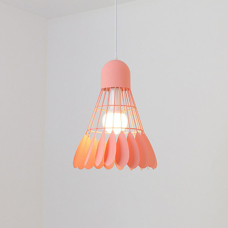 Badminton Pendant Light Fixture Macaron Iron 1-Bulb Hanging Lamp for Dining Room