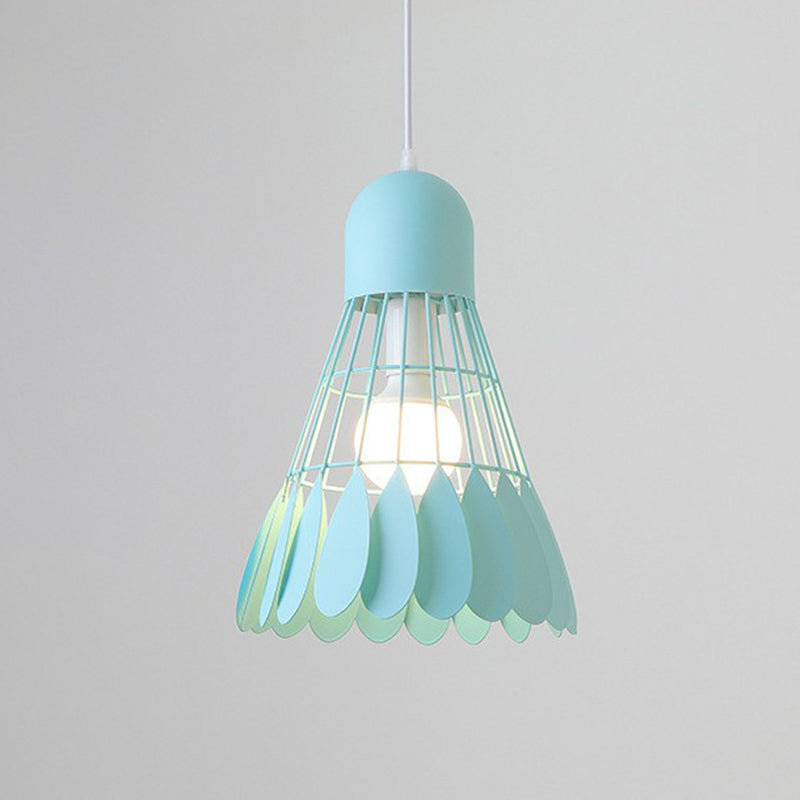 Badminton Pendant Light Fixture Macaron Iron 1-Bulb Hanging Lamp for Dining Room