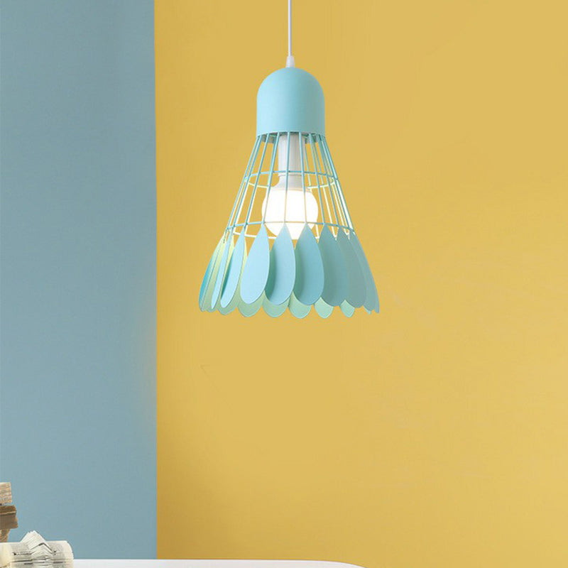 Badminton Pendant Light Fixture Macaron Iron 1-Bulb Hanging Lamp for Dining Room