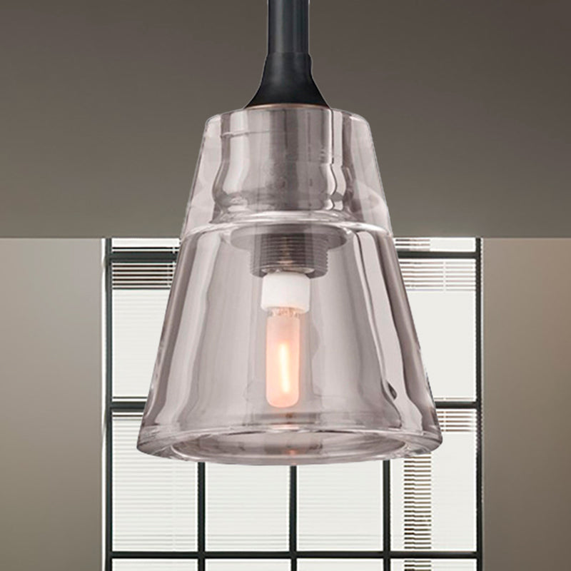 Black/Brass/Chrome Cone Pendant Lamp Post Modernist Led Double Smoke Glass Ceiling Light Fixture