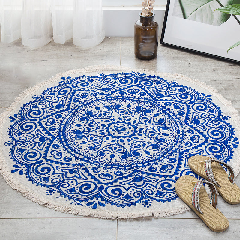 Moroccan Tribal Printed Rug Mutli Colored Cotton Indoor Rug Pet Friendly Stain-Resistant Area Carpet for Decoration