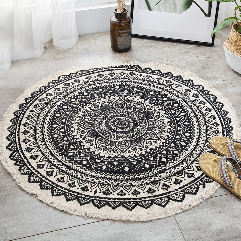 Moroccan Tribal Printed Rug Mutli Colored Cotton Indoor Rug Pet Friendly Stain-Resistant Area Carpet for Decoration