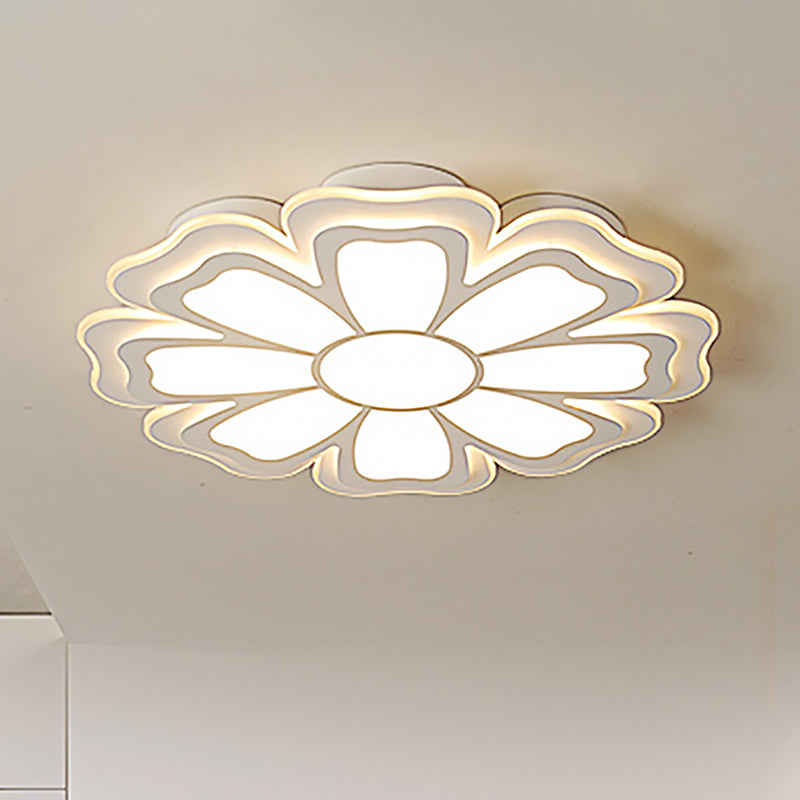 16.5 "/20.5 "/24.5" Dia Modern Creative Flower Flush Mount Luce con diffusore acrilico bianco LED Camera da letto soffitto Flush in caldo/bianco