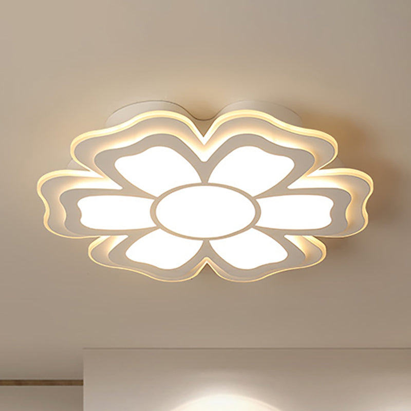 16.5 "/20.5 "/24.5" Dia Modern Creative Flower Flush Mount Luce con diffusore acrilico bianco LED Camera da letto soffitto Flush in caldo/bianco