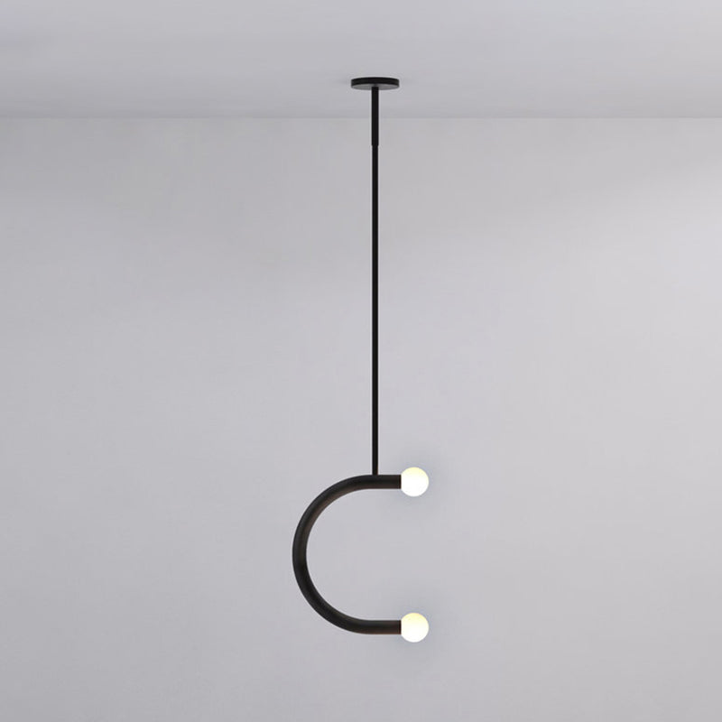 C Forme suspendue suspendue Lumière Simple Metal Metal Black LED PENDANT POUR LA MANGE