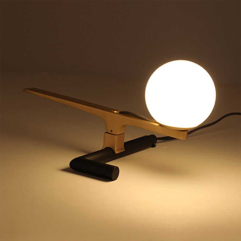 Ball Opal Glass Wall Lighting Modernism Stylish 1 Light Golden Wall Mounted Lamp for Bedroom