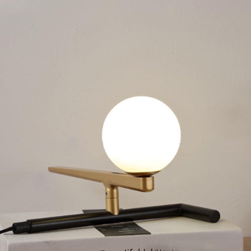 Ball Opal Glass Wall Lighting Modernism Stylish 1 Light Golden Wall Mounted Lamp for Bedroom