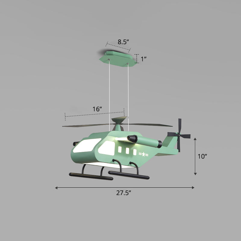 Metalen helikopter kroonluchter lamp kinderstijl led hangend plafondlicht voor jongens slaapkamer