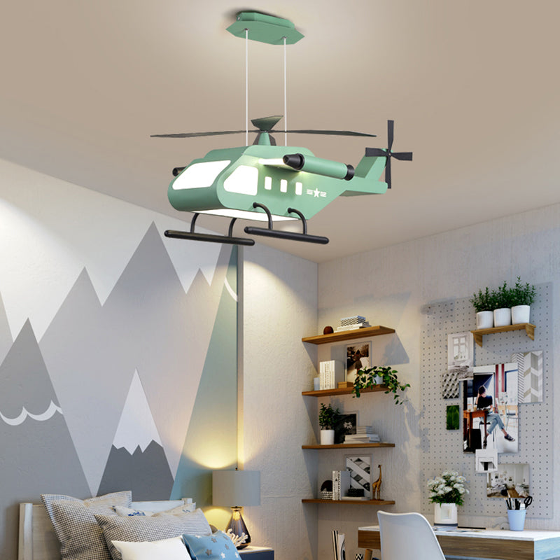 Metalen helikopter kroonluchter lamp kinderstijl led hangend plafondlicht voor jongens slaapkamer