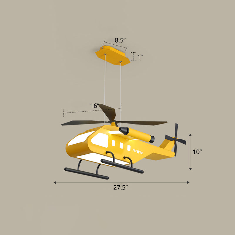 Metalen helikopter kroonluchter lamp kinderstijl led hangend plafondlicht voor jongens slaapkamer