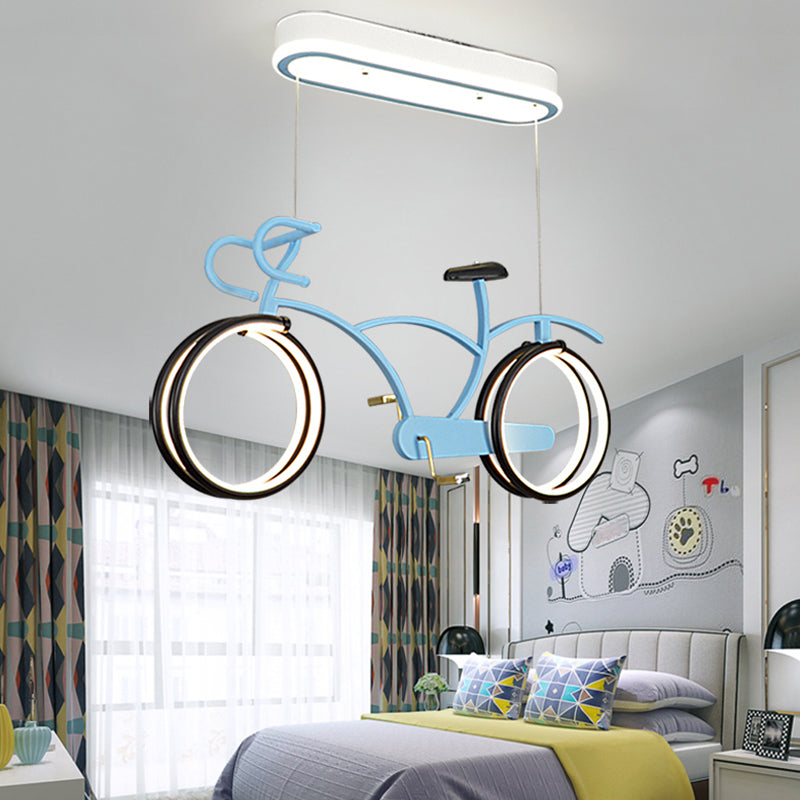 Bicycle LED Pendant Chandelier Creative Acrylic Childrens Bedroom Hanging Light Fixture