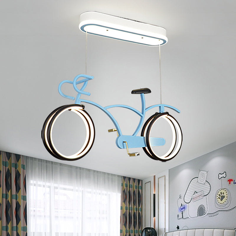 Fiets led hanger kroonluchter creatieve acryl kinderen slaapkamer hangende verlichtingsarmatuur