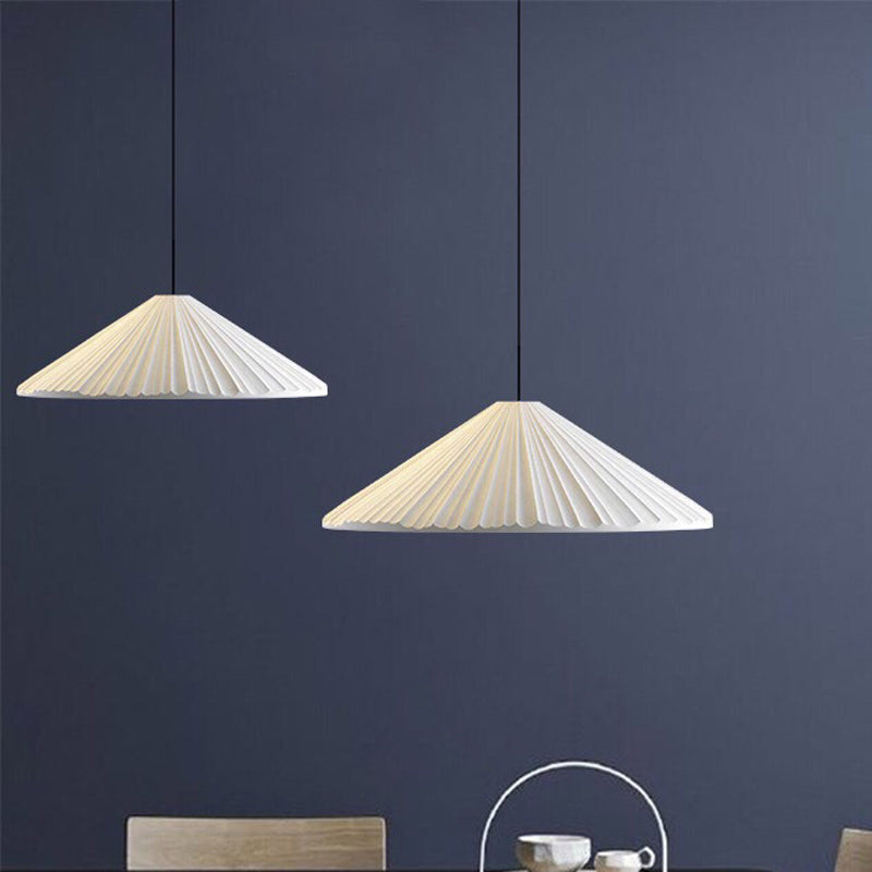 Nordic Style Fold Cone Pendant Light 1 Head Resin Hanging Light for Cafe Restaurant