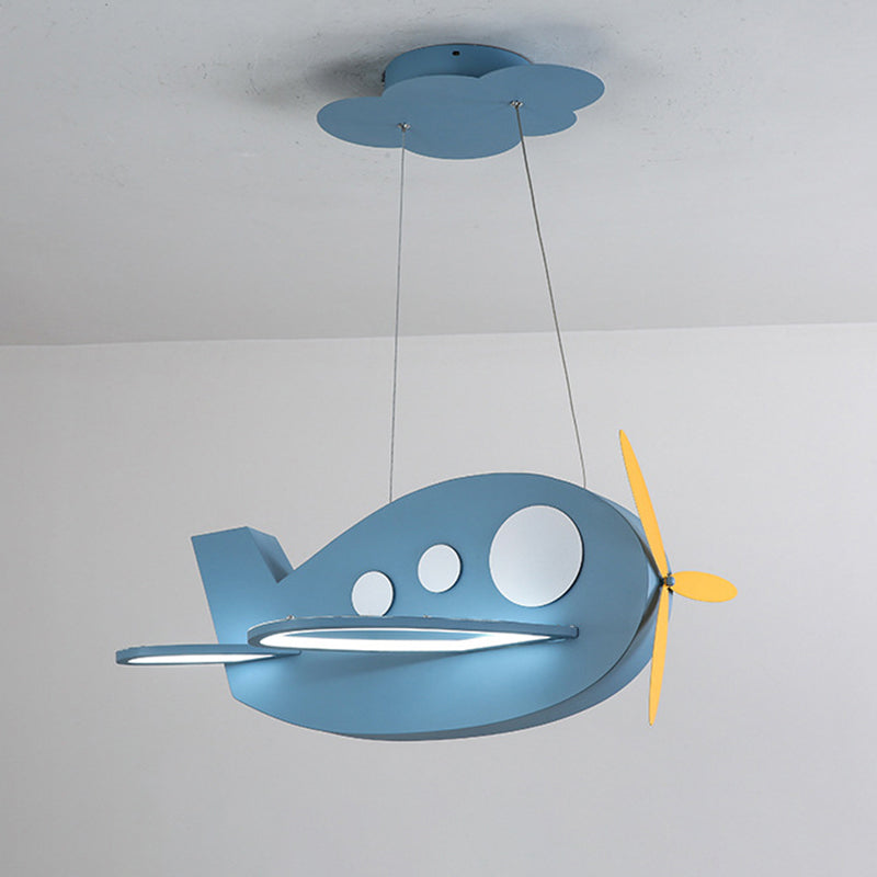 Airplane Shaped Baby Room Chandelier Metallic LED Cartoon Ceiling Suspension Lamp