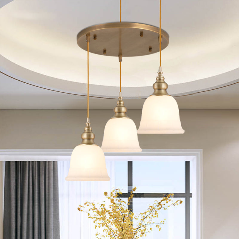 Shaded Dining Room Multi Light Pendant Simplicity Frosted White Glass Suspension Light