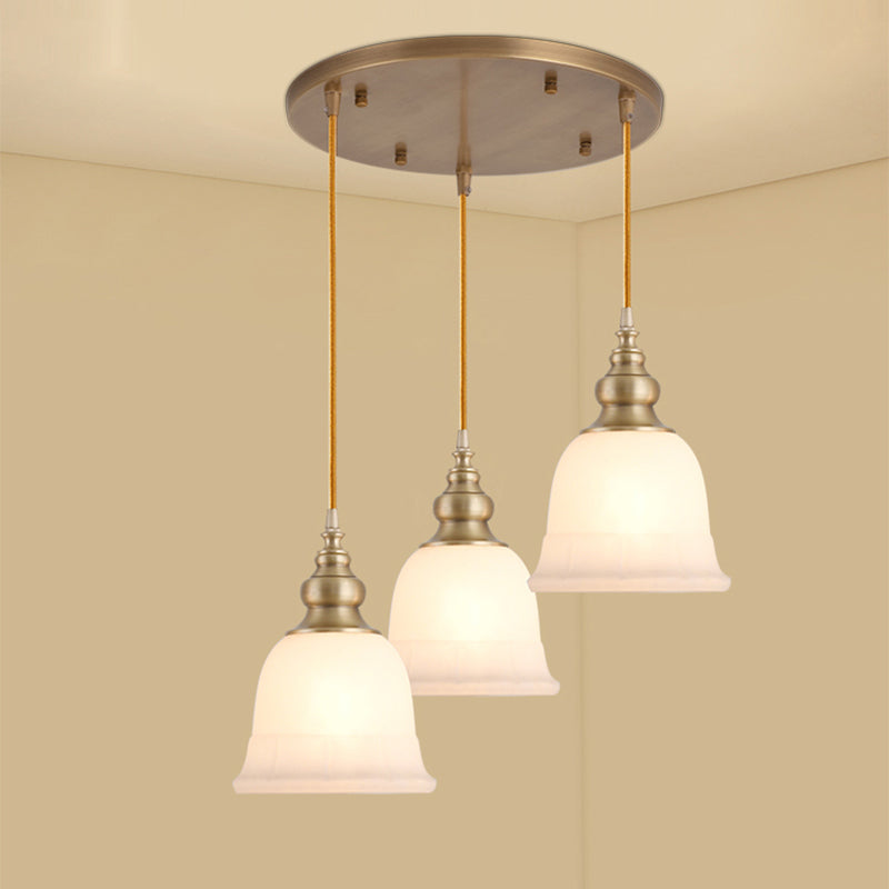 Shaded Dining Room Multi Light Pendant Simplicity Frosted White Glass Suspension Light