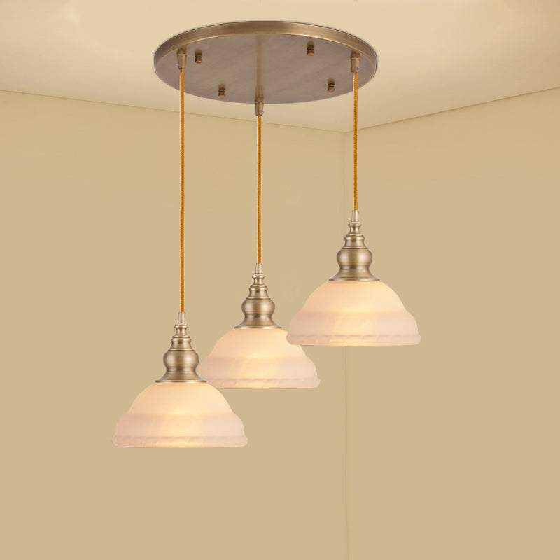 Shaded Dining Room Multi Light Pendant Simplicity Frosted White Glass Suspension Light