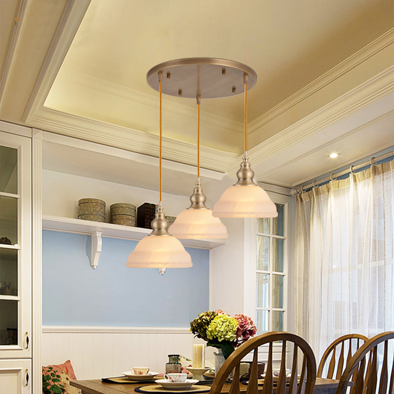 Shaded Dining Room Multi Light Pendant Simplicity Frosted White Glass Suspension Light