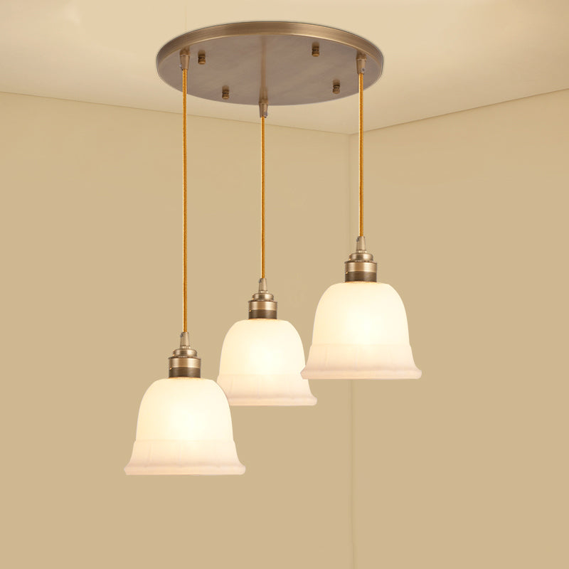 Gearceerde eetkamer multi -light hanger Simplicity Frosted White Glass Suspension Light