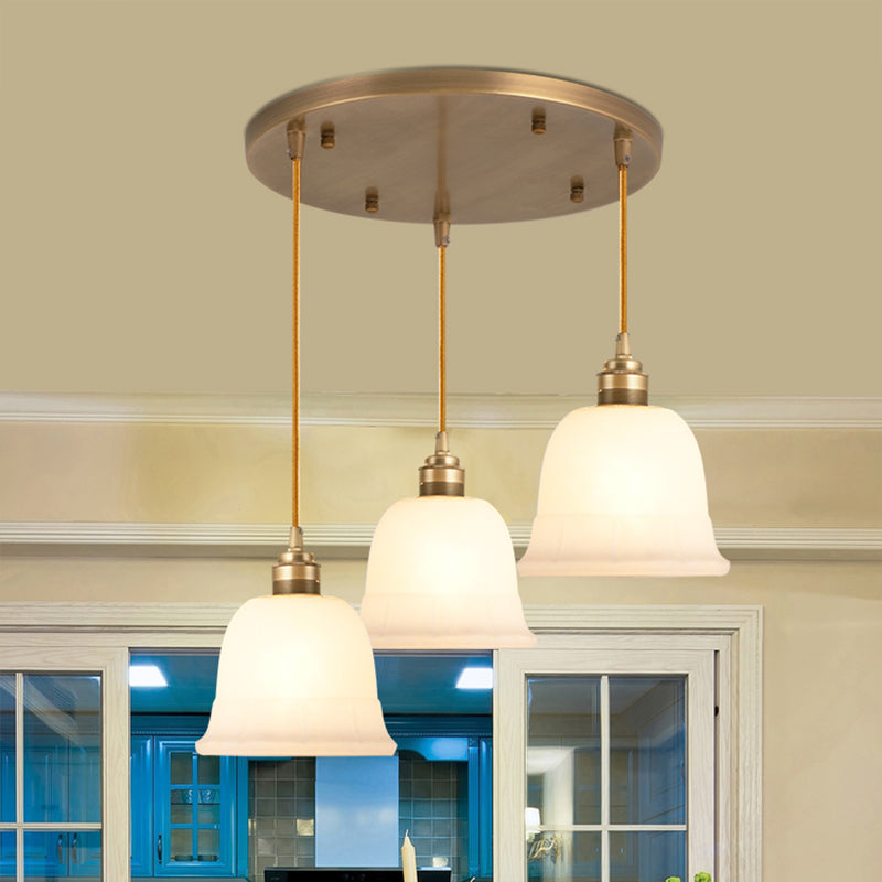 Shaded Dining Room Multi Light Pendant Simplicity Frosted White Glass Suspension Light