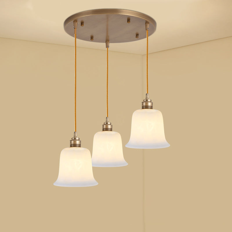 Gearceerde eetkamer multi -light hanger Simplicity Frosted White Glass Suspension Light