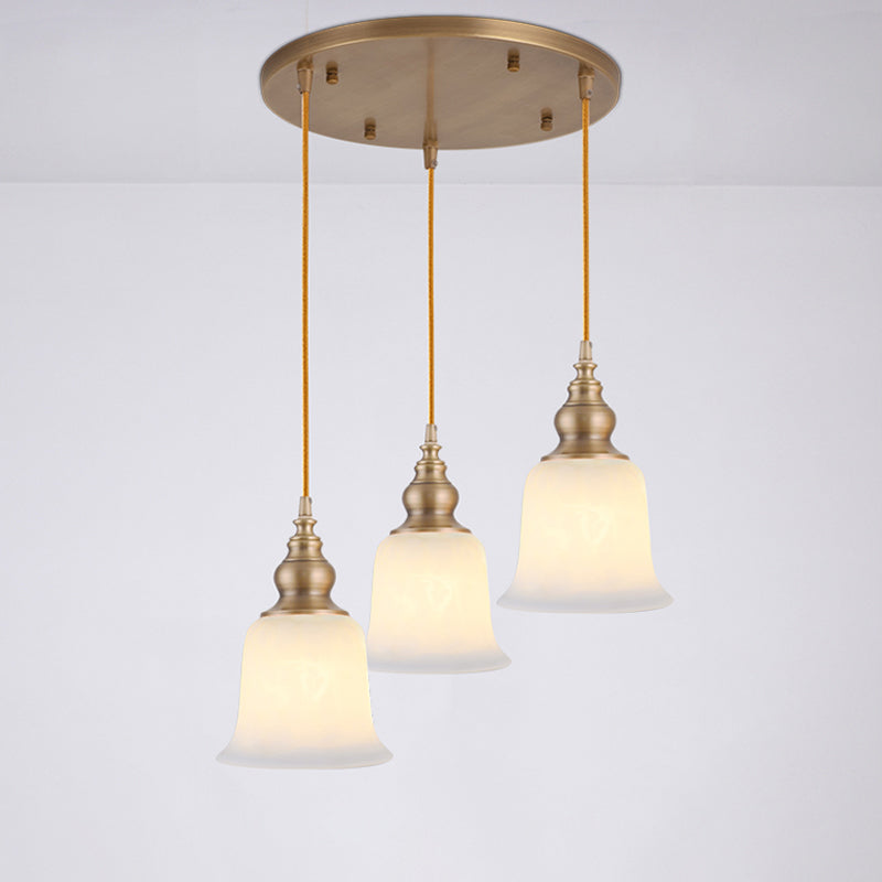 Shaded Dining Room Multi Light Pendant Simplicity Frosted White Glass Suspension Light