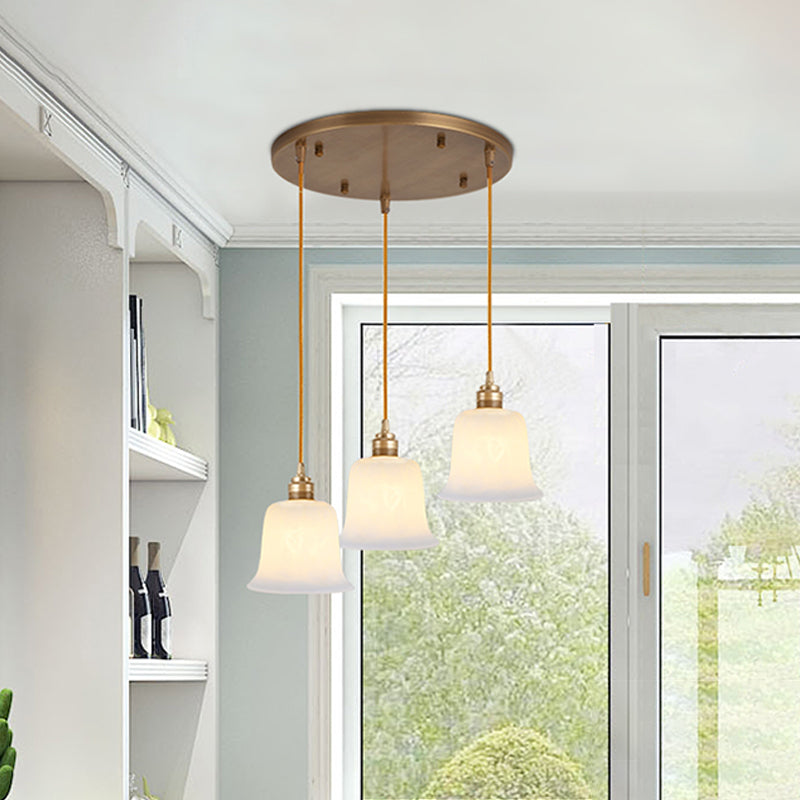 Shaded Dining Room Multi Light Pendant Simplicity Frosted White Glass Suspension Light