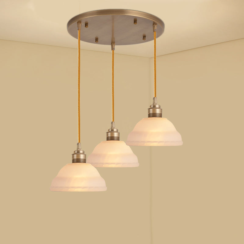 Shaded Dining Room Multi Light Pendant Simplicity Frosted White Glass Suspension Light