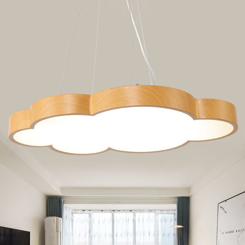 Kids Slim Cloud Pendant Light Acrylic Hanging Light in Beige for Game Room